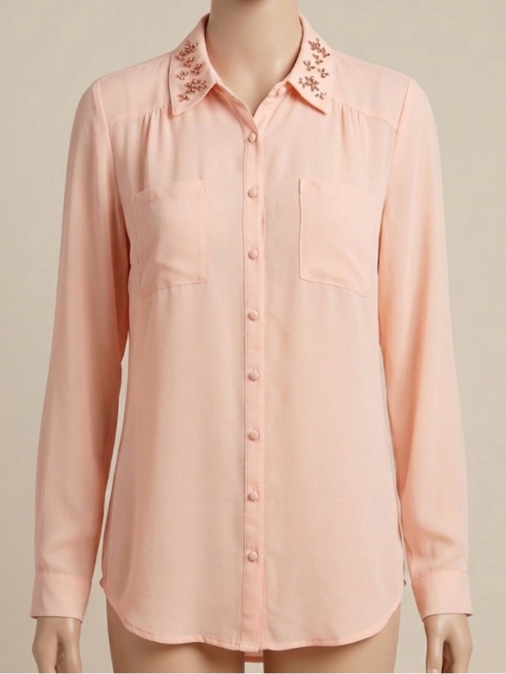 Torrid Peach Embellished Collar Button-Down Shirt plus size XXL